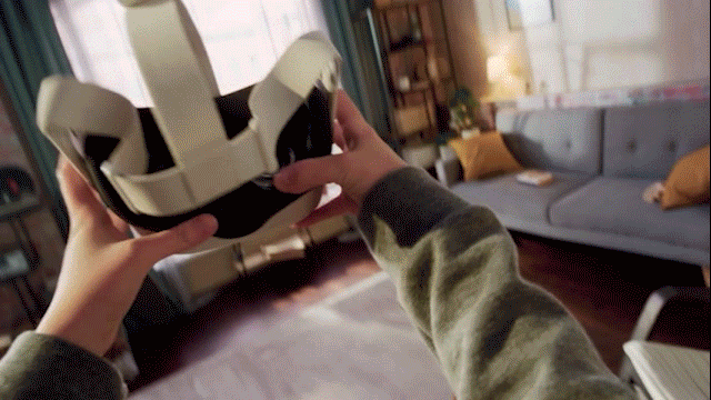 O GIF mostra o uso da RV (realidade virtual) na construção civil.