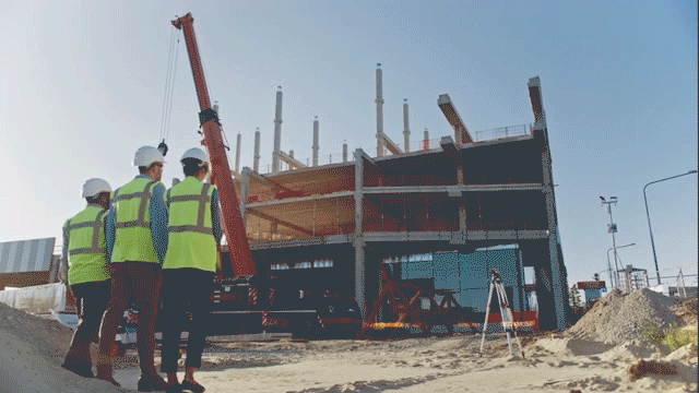 O GIF mostra o uso da RM (realidade mista) na construção civil.
